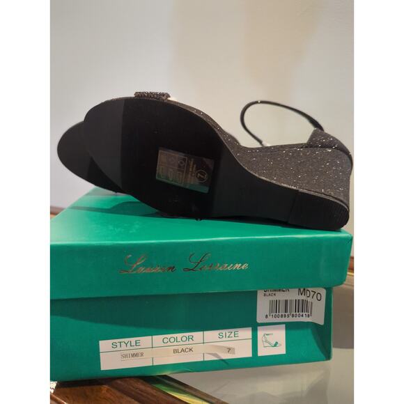 Lauren Lorraine Shimmer Black Sparkle Wedge NIB - Picture 4 of 4
